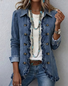 Women's Ruffled Lapel Blazer Elegant Chic Fashion Jacket