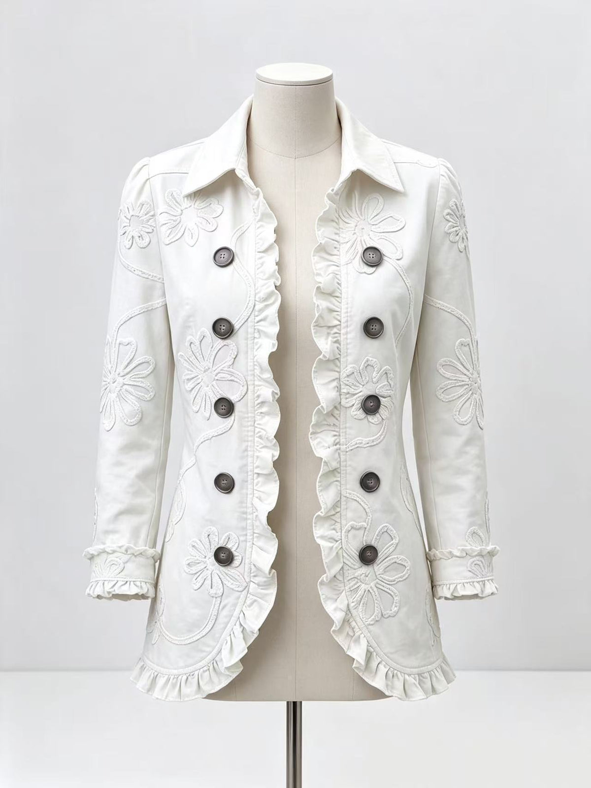 Women's Ruffled Lapel Blazer Elegant Chic Fashion Jacket